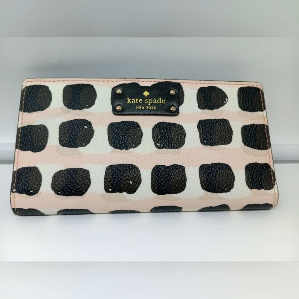 Kate Spade Pink and Black Slim Compact Wallet